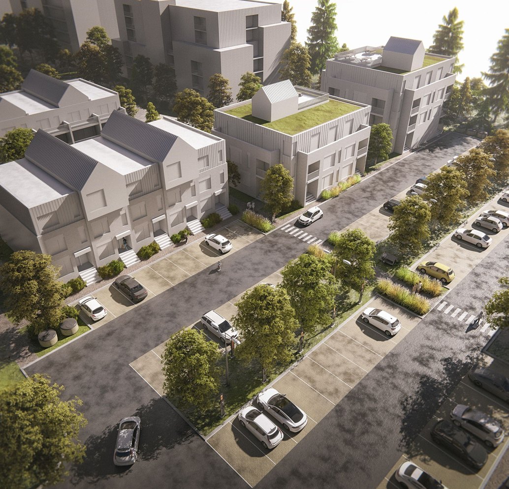 Aerial rendering of the Châteauguay master-planned community